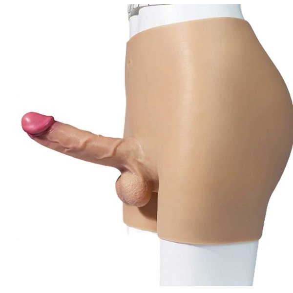 Wearable Strap-On Dildo Panties Underwear with Fake Penis with Realistic Testicles
